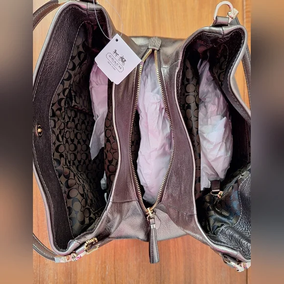 COACH Madison Phoebe Shoulder Bag Metallic Gold Bronze Leather Slouchy Hobo NEW - Picture 8 of 16